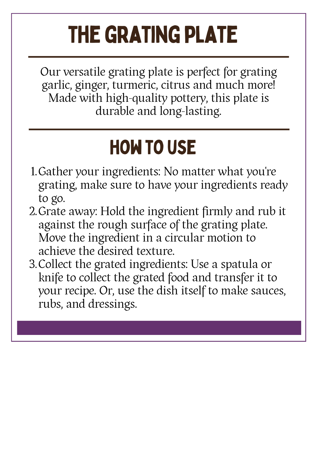 Handmade Garlic & Ginger Grater Plate | Stoneware Dish