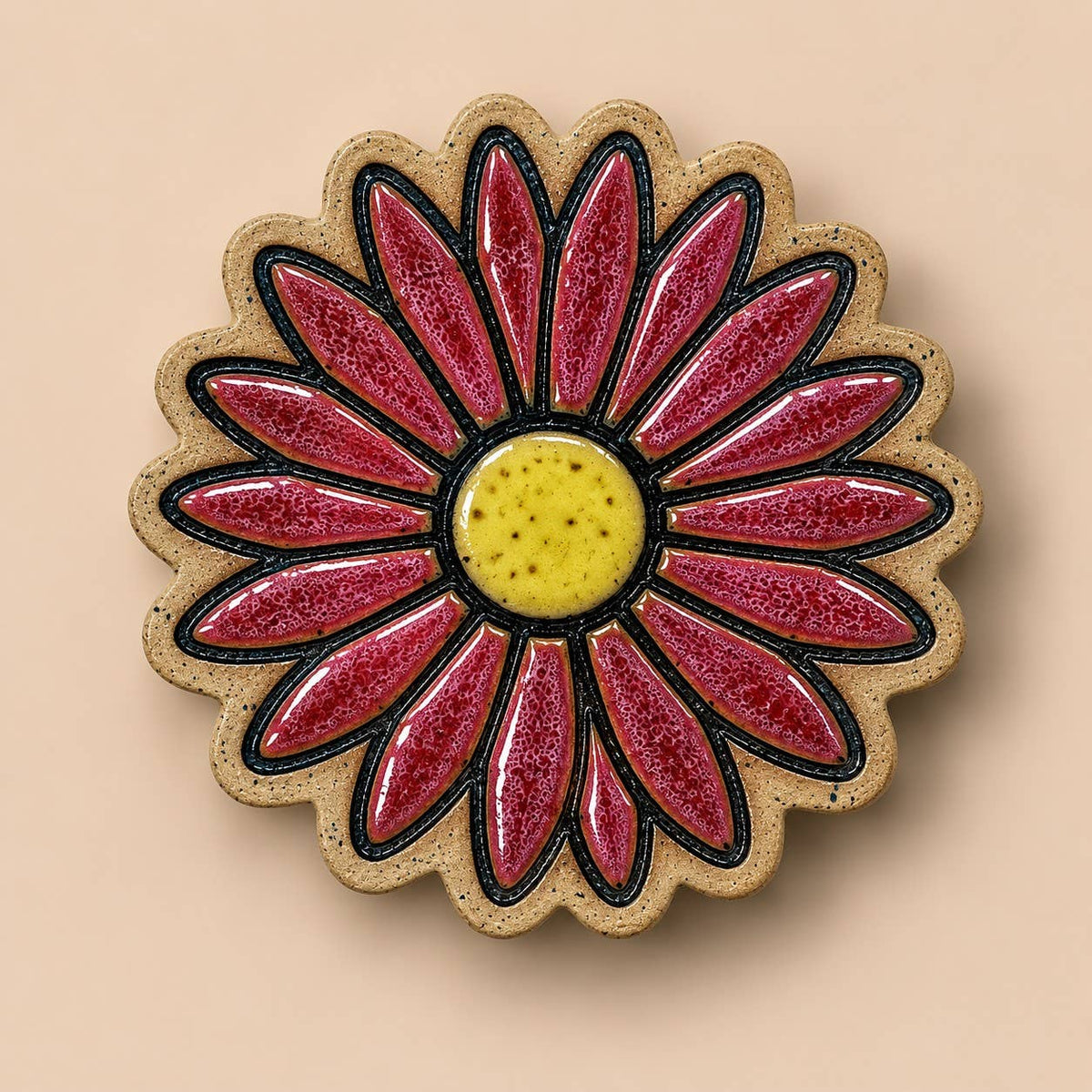 Handmade Ceramic Daisy Coasters | Floral Stoneware