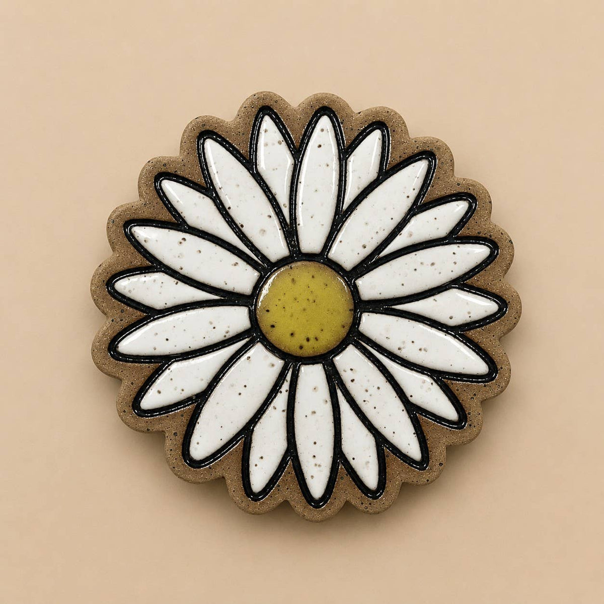 Handmade Ceramic Daisy Coasters | Floral Stoneware