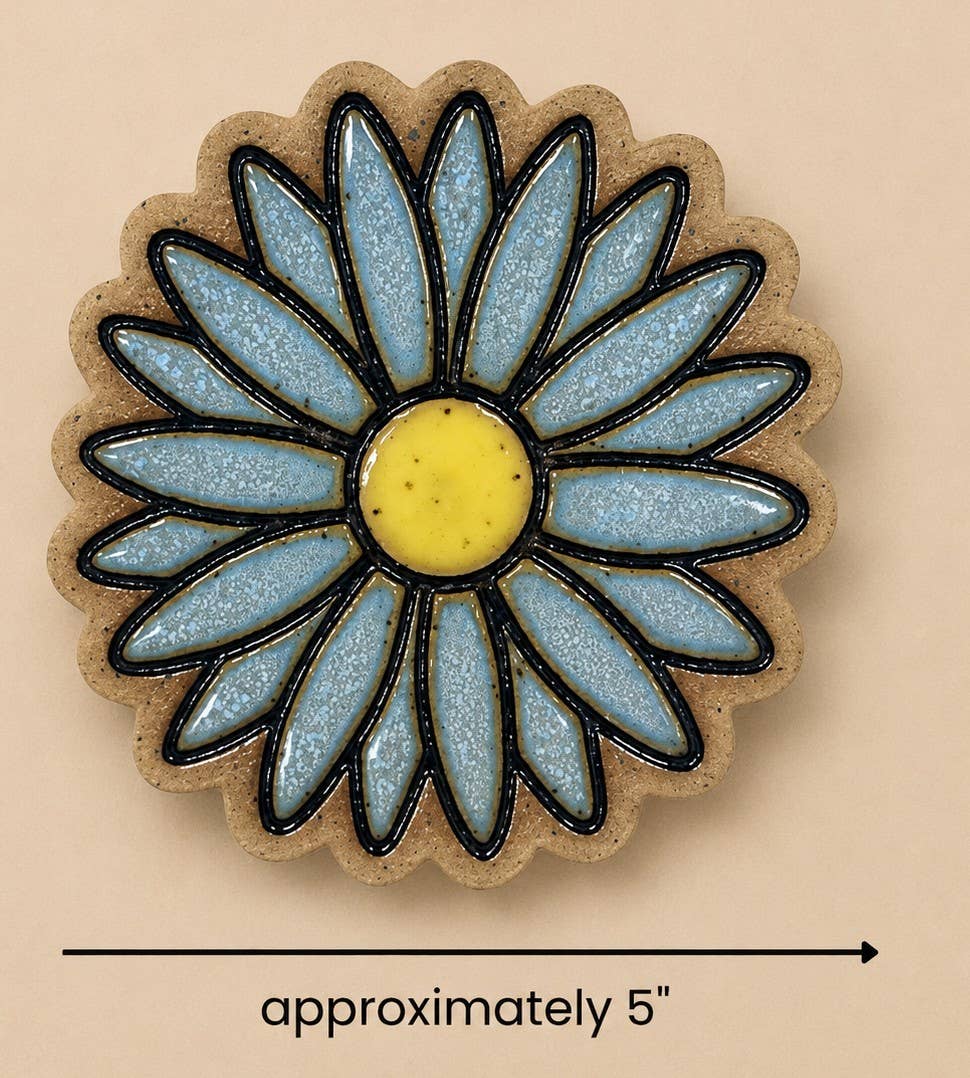 Handmade Ceramic Daisy Coasters | Floral Stoneware