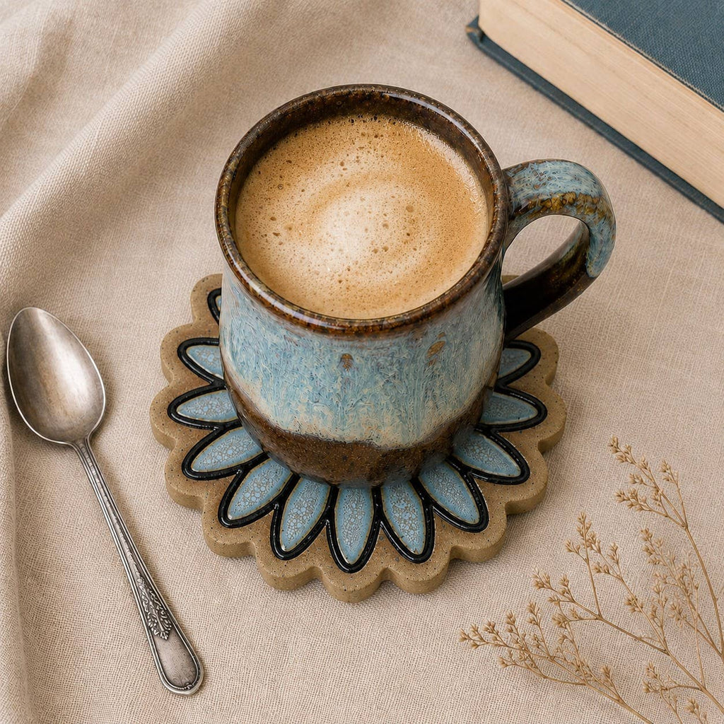 Handmade Ceramic Daisy Coasters | Floral Stoneware