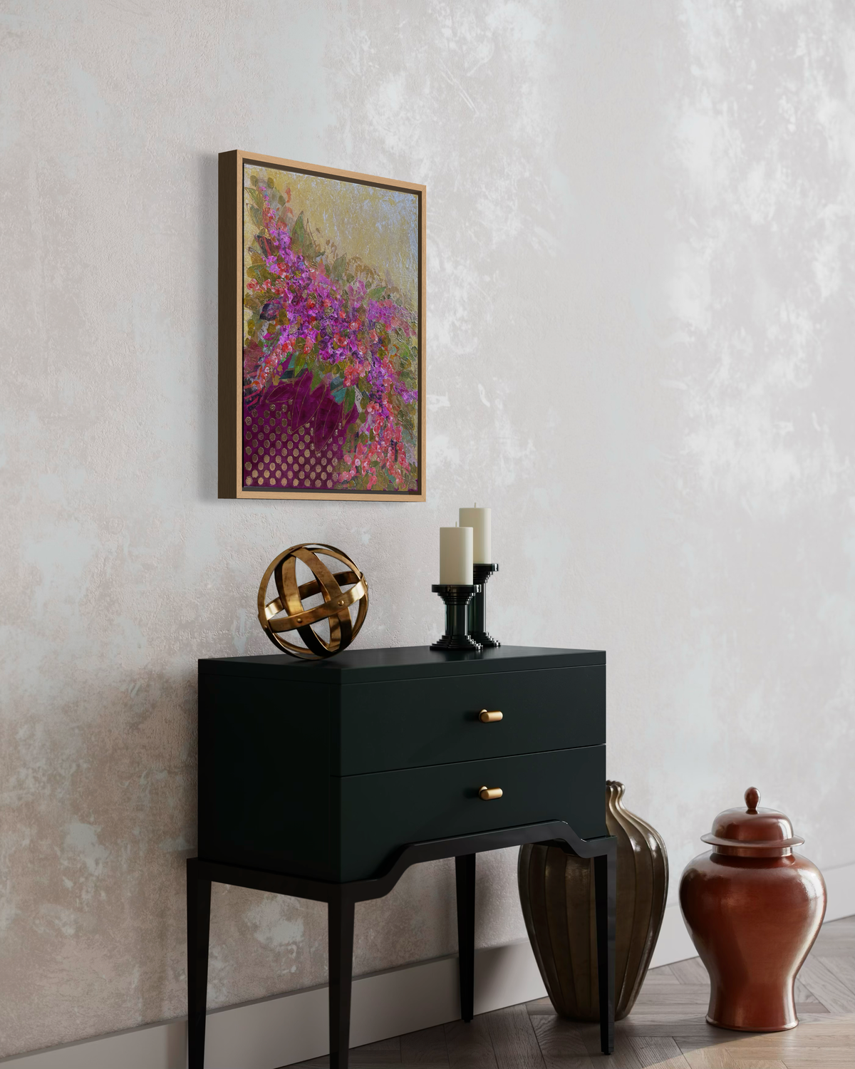 Passionate Profusion in Magenta - Original Framed Art 14x18