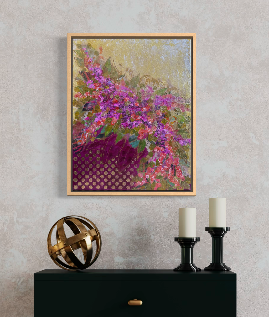 Passionate Profusion in Magenta - Original Framed Art 14x18
