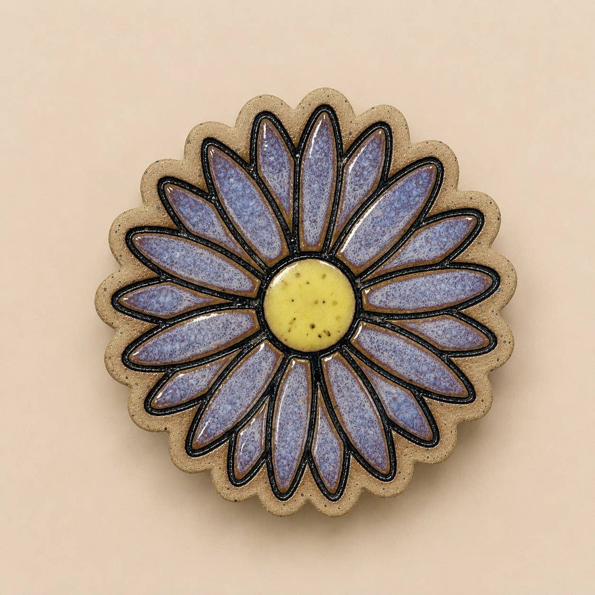 Handmade Ceramic Daisy Coasters | Floral Stoneware
