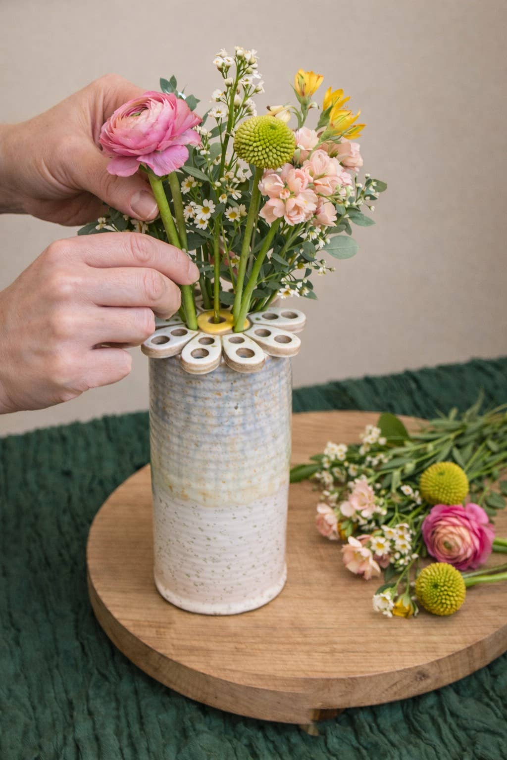 Handmade Ceramic Flower Frog for Floral Arrangements Vase